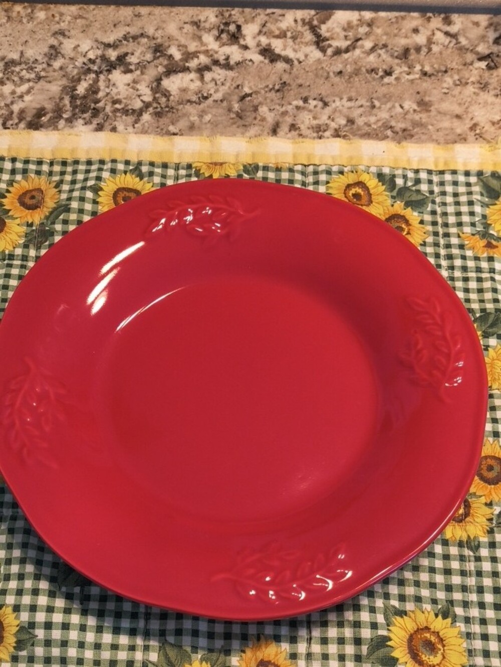 Certified International Red Ceramic Plate with Black Marking
